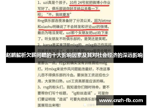 赵鹏解析欠薪问题的十大影响因素及其对社会经济的深远影响