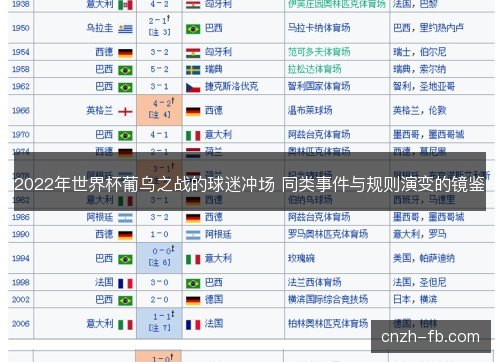 2022年世界杯葡乌之战的球迷冲场 同类事件与规则演变的镜鉴
